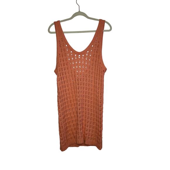 NWT Uncharted Threads coral crochet knit mini dress size medium - Picture 1 of 8